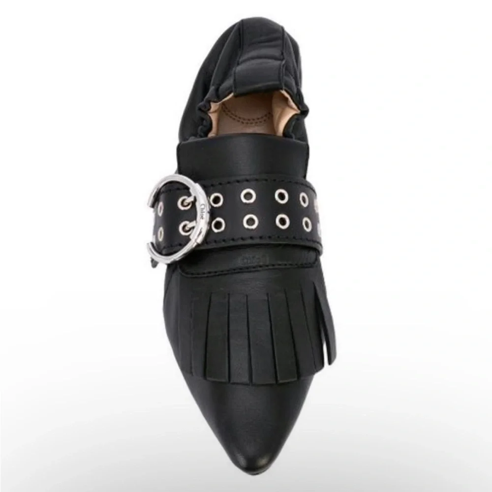 Chloe Roy belted ballet flats fringe Kiltie